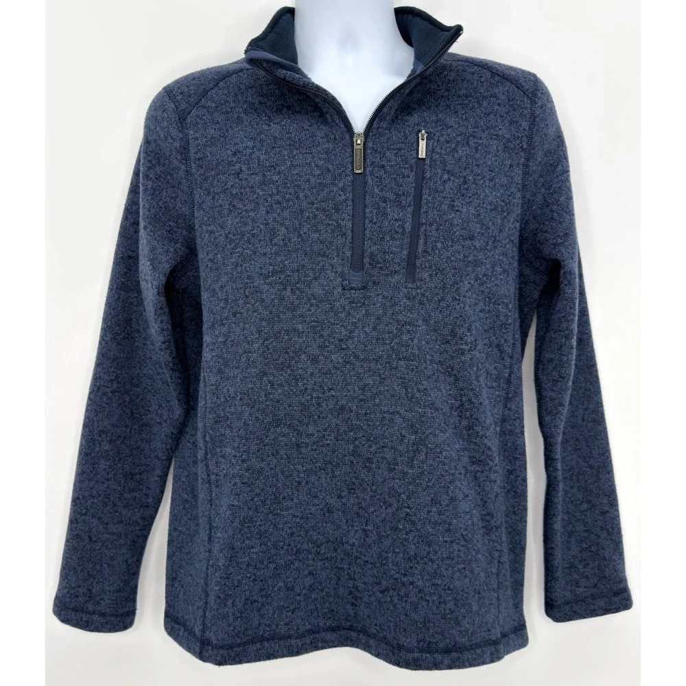 Woolrich Sweater Fleece Mens M Navy Blue 1/4 Zip Pullover Chest Pocket